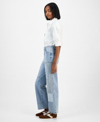 Petite Mixed-Media Patch Jeans, Macy's Exclusive
