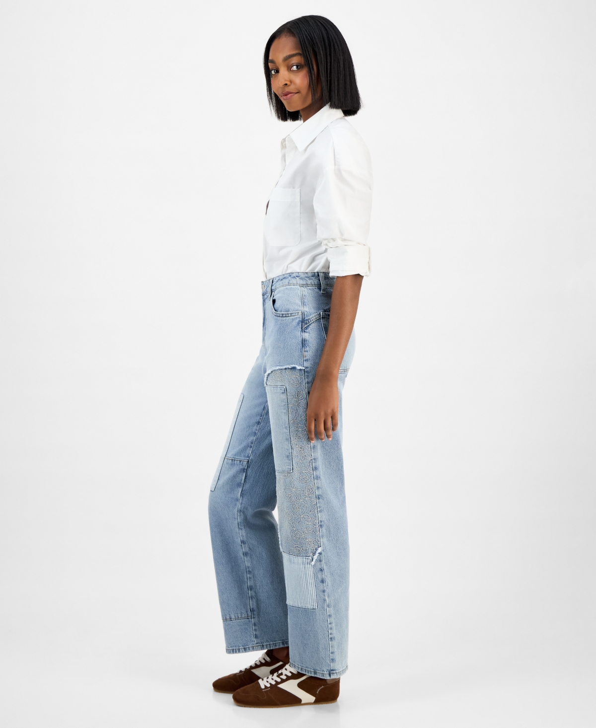 And Now This Women's Mixed-media Patchwork Jeans, Macy's Exclusive In Multi