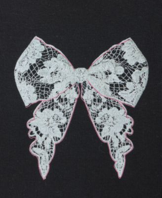 Girls 7-16 Lettuce-Edge Cotton Bow T-Shirt