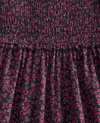 Big Girls Long-Sleeve Smocked-Bodice Dress