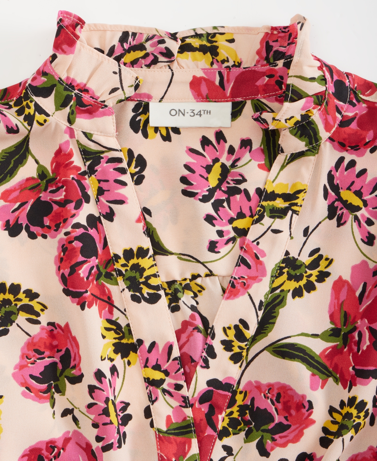 On 34th Women's Ruffle-Trim Split-Neck Blouse, Macy's Exclusive