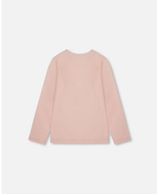 Toddler Girls Cotton Long Sleeve T-Shirt Light Pink with Flowers - Toddler|Child