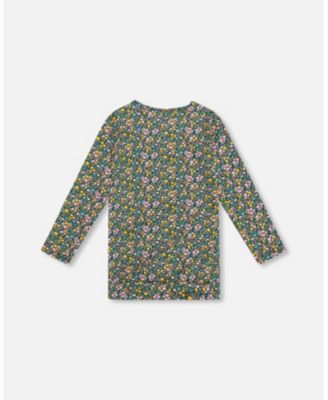 Girl Jersey Tunic Green with Floral Print - Toddler|Child