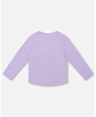 Girl Cotton Long Sleeve T-Shirt Lavender with Sequin Unicorn - Toddler|Child
