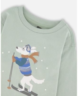 Boy Long Sleeve Cotton Jersey Tee Jade Green - Toddler|Child