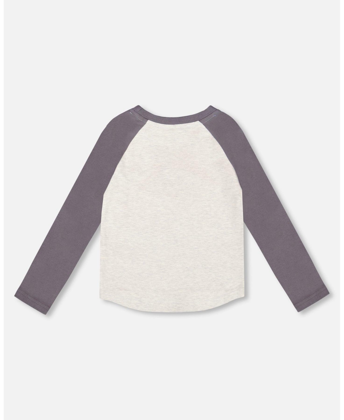 Deux par Boy Raglan Sleeve Cotton Jersey Tee Light Heather Gray