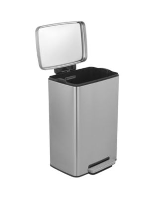 13 Gal./50 Liter Rectangular Stainless-Steel-Made Matt White Step-on Trash Can for Kitchen