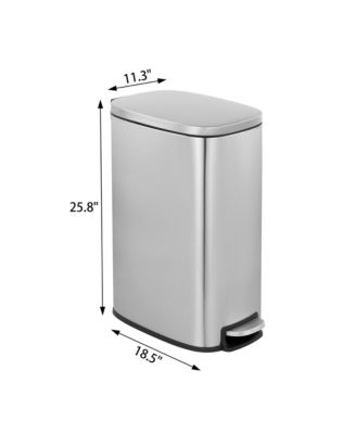 13 Gal./50 Liter Slim Stainless Steel Step-on Trash Can for Kitchen