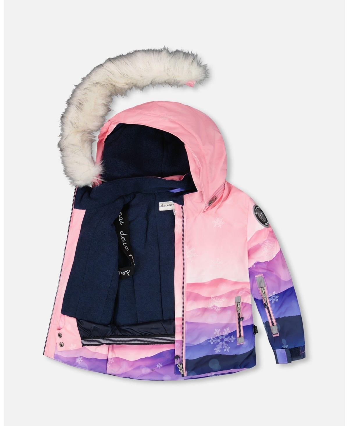 Deux par Girl Two-Piece Play Snowsuit with Printed Jacket Navy Blue