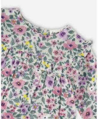 Baby Girl Printed Muslin Sage Floral Dress and Solid Leggings Set - Baby