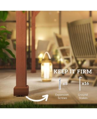 11' x 12.5' Outdoor Wood Pergola with Grape Trellis,