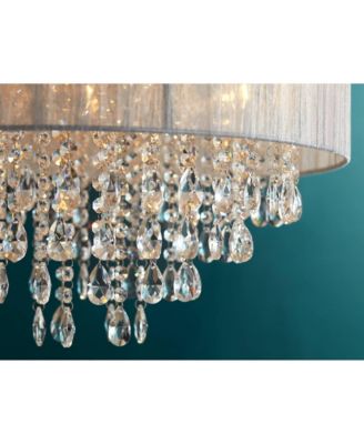 Chrome 7-Light Crystal Silver Fabric Shade 20" Wide Modern Fixture Chandelier Lighting