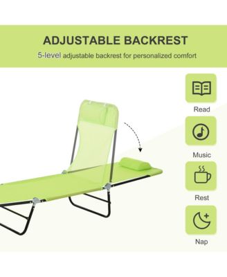 Foldable Reclining Pool & Beach Chair w/ Pillow,