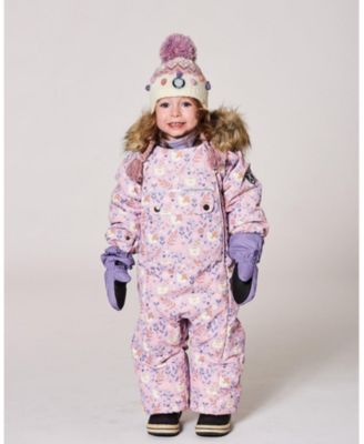 Baby Girls One-Piece Play Snowsuit Designed for Car Seat Lilac Cat Print - Baby|Toddler