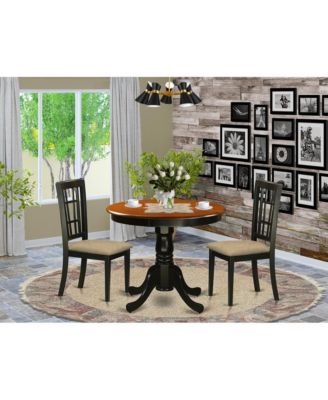 3 PC Dining Table with 2 Linen Chairs