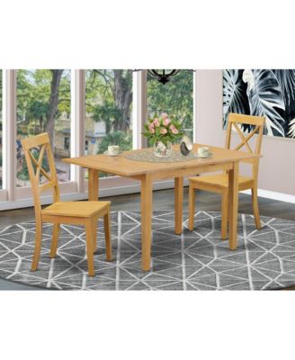 3 Pc. Solid Wood Oak Slatted Back Dining Room Set