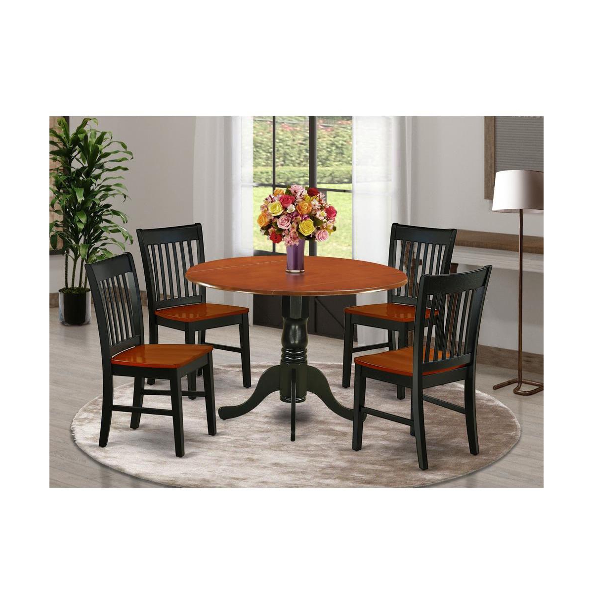 East West Furniture Dining Room Set Black & Cherry