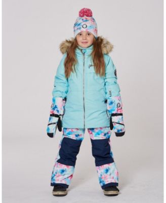 Girl Two-Piece Play Snowsuit Blue Flower Print - Toddler|Child
