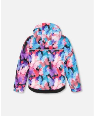 Girl Two-Piece Play Snowsuit Flash Coral with Butterfly Print Jacket - Child