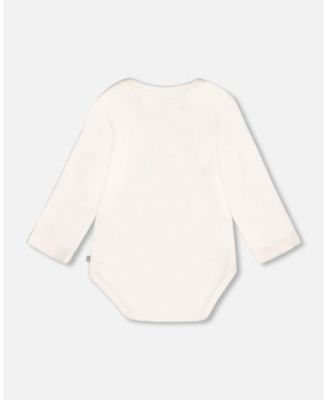 Baby Girls Cotton Long Sleeve Romper Off-White Cat