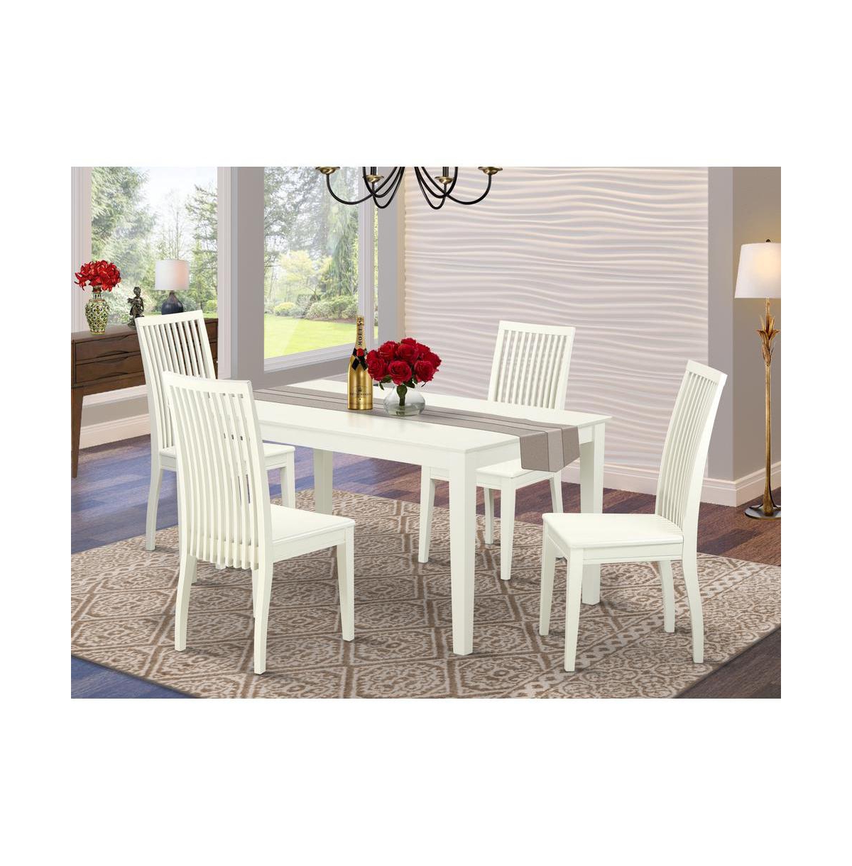 East West Furniture Dining Room Set Linen White