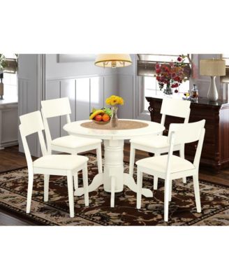5 Pc. Asian Wood Solid Seat Round Dining Room Set