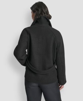 Petite Short Double Breasted Collared Coat