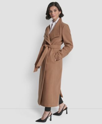 Women's Wing Collar Asymmetrical Wrap Coat