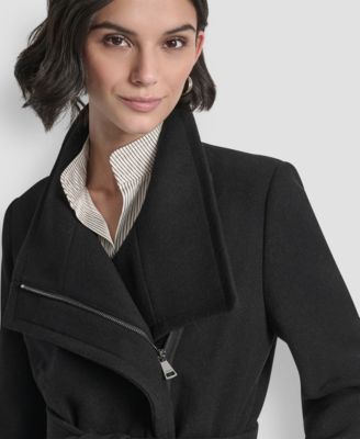 Women's Wing Collar Asymmetrical Wrap Coat