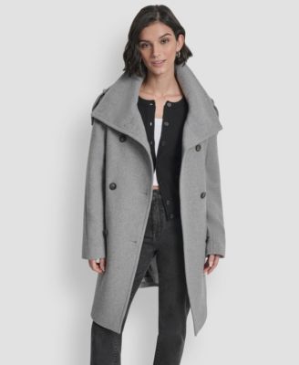 Women's Double-Breasted Funnel Neck Military Coat