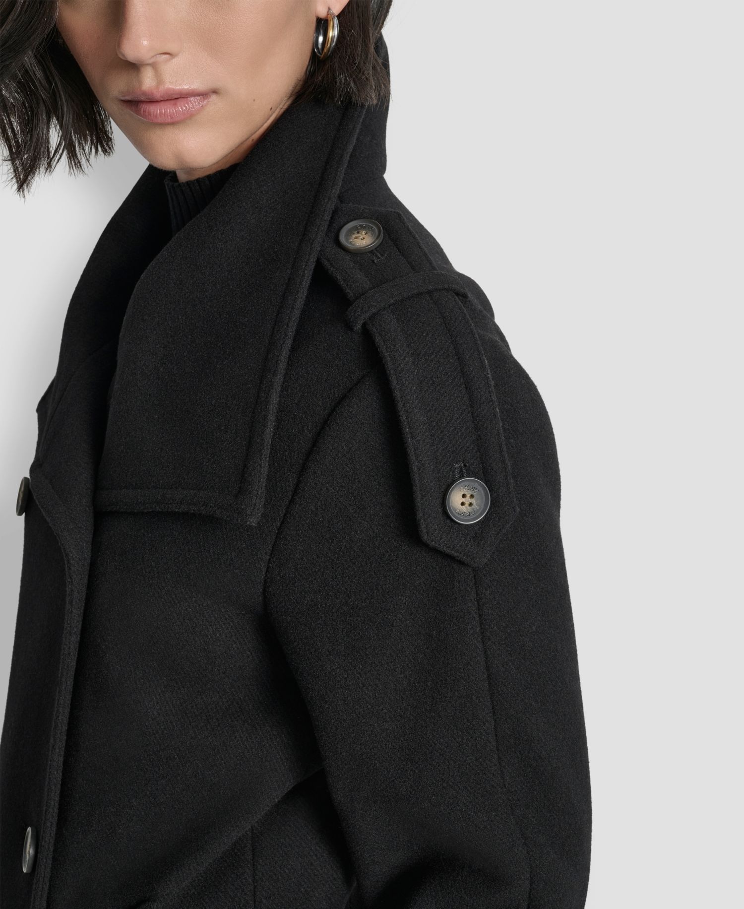 Women's Double-Breasted Funnel Neck Military Coat