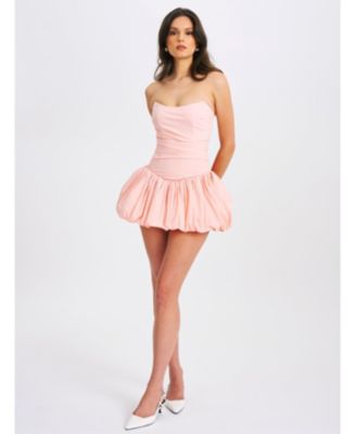 Women's Oletta Pink Corset Strapless Bubble Hem Mini Dress