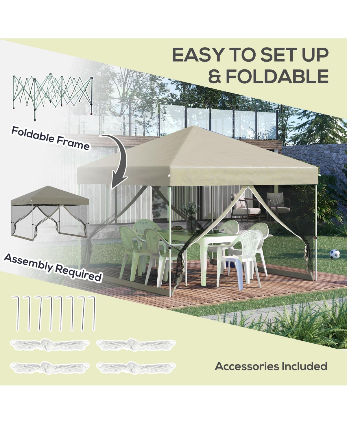 Outsunny 10' x 10' Pop Up Canopy Party Tent with Wheeled Bag,