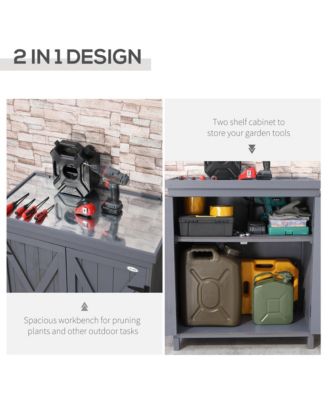 Wooden 36.25 in x 31.5 in Garden Storage Tool Shed with Galvanized Top,