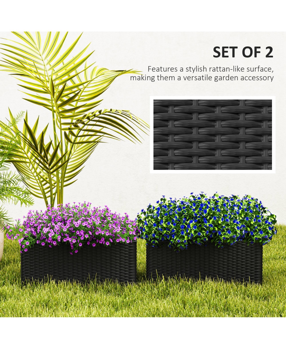 Outsunny Railing Planter Box (2 Pack, 20 Inch), Rat Look,