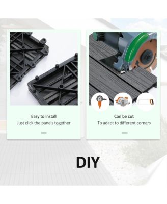 12" 11pc Wood-Plastic Composite Flooring Deck Interlocking Tiles