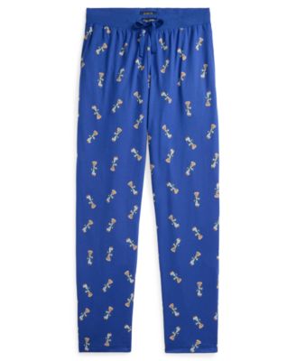Men's Rib Waistband Knit Bear Pajama Pants