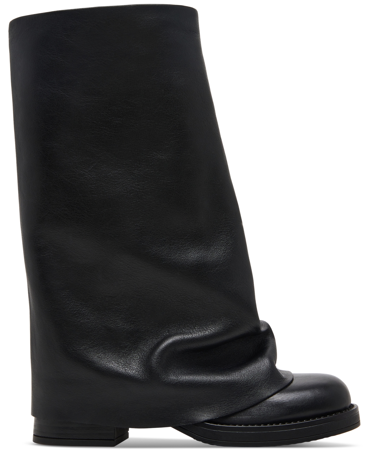 Steve Madden Benton Mid-shaft Foldover Cuffed Moto Boots In Black
