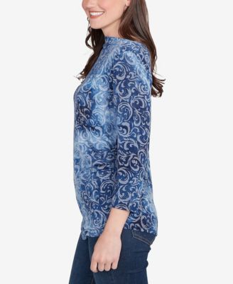 Petite Tie Dye Scroll Floral Hatchi Top