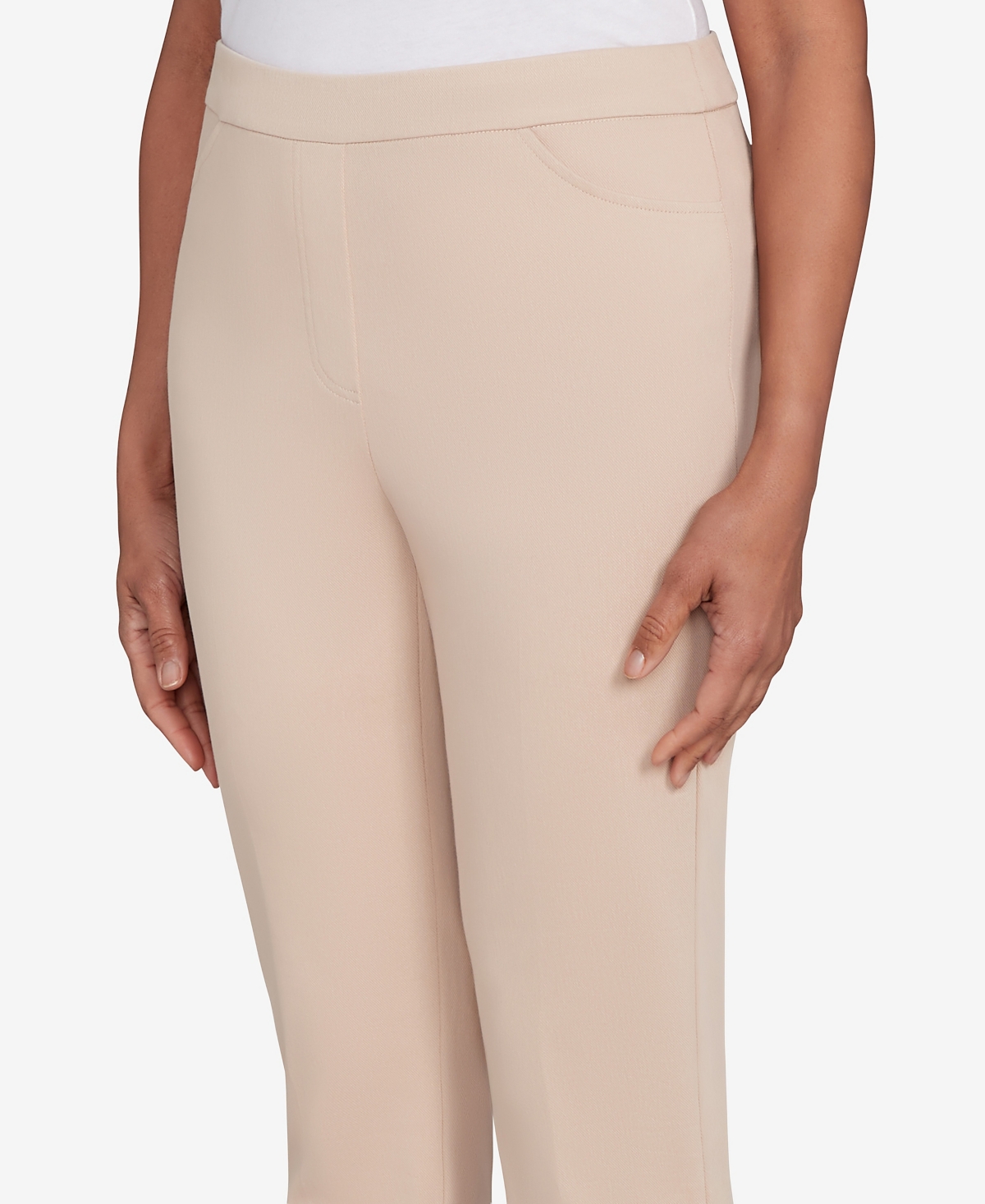 Alfred Dunner Petite Urban Legend Fitted Twill Medium Length Pants In Gray