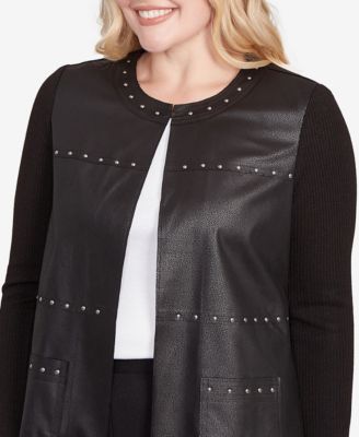 Petite Long Sleeve Faux Leather Jacket