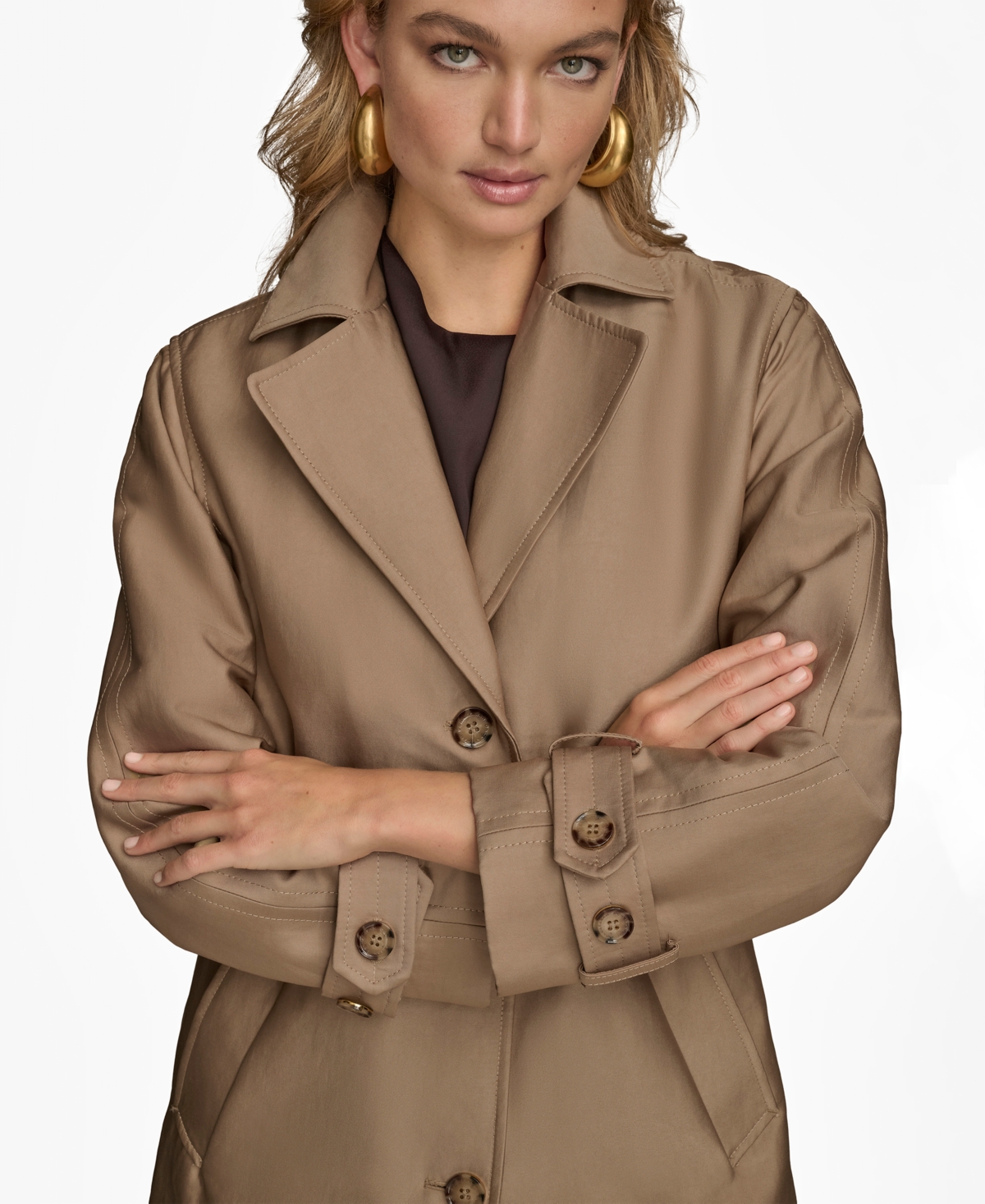 Donna Karan Women's Single-breasted Belted Trench Coat In Brown