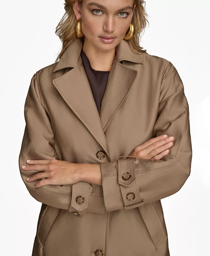Women's Single-Breasted Belted Trench Coat - thumbnail 6