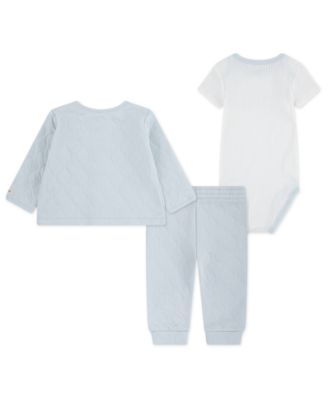 Baby Boy Short Sleeve Bodysuit, Cardigan and Pant, 3-Piece Set