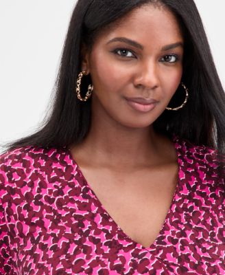 Plus Size Printed Surplice-Neck Top, Macy's Exclusive 