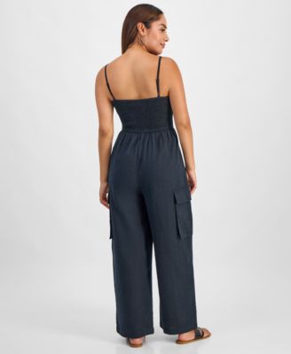 Petite Repeat Cargo-Pocket Jumpsuit, Exclusively at Macy's