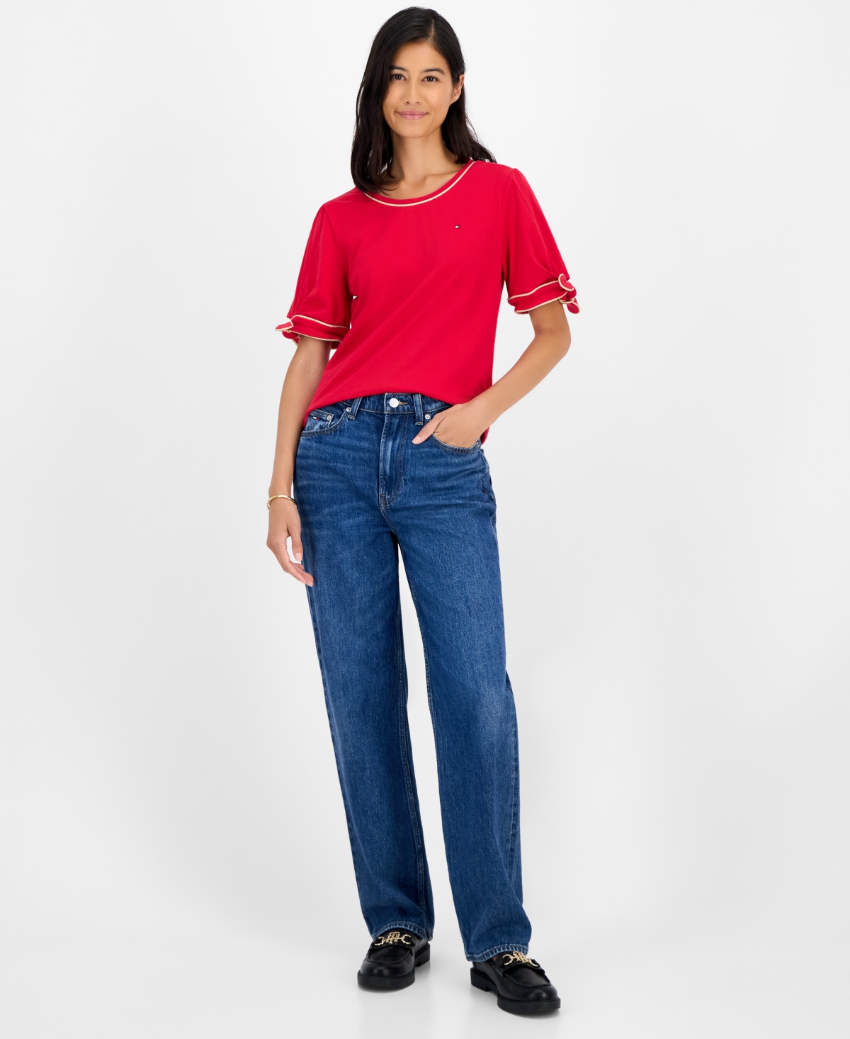 Tommy Hilfiger Women's Tie-Sleeve T-Shirt