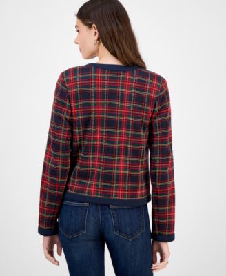 Women's Plaid Open-Front Jacket