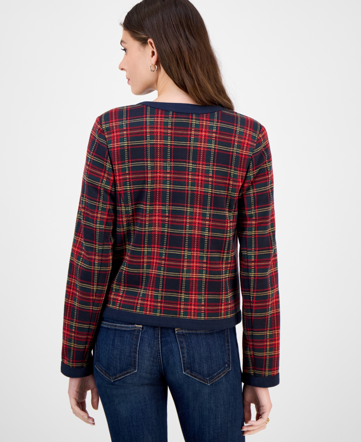 Tommy Hilfiger Women's Plaid Open-Front Jacket