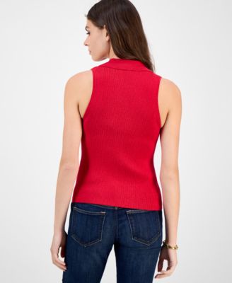 Women's Shine Sleeveless Halter Polo Sweater 